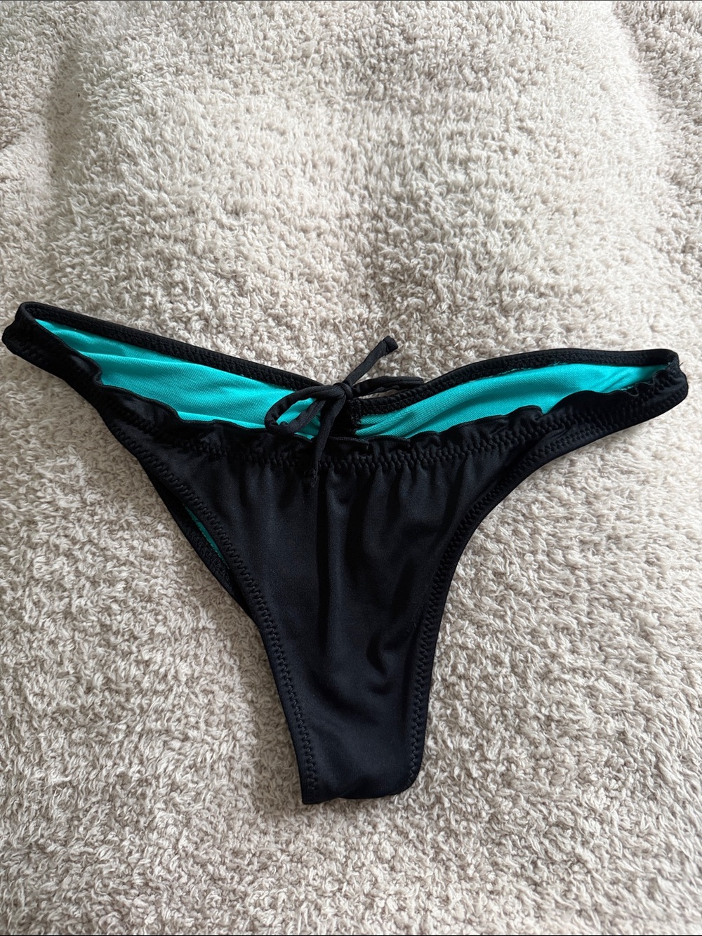 Women’s Black Scrunch Bikini Bottom, Cheeky, Size Small